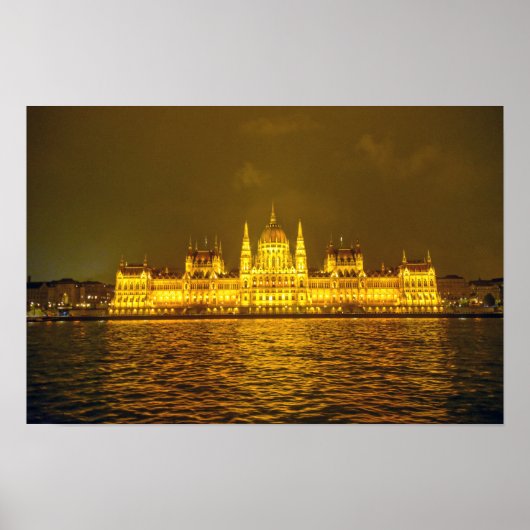 Hongaars Parlement, Boedapest, Hongarije 's nachts Poster (Voorkant)