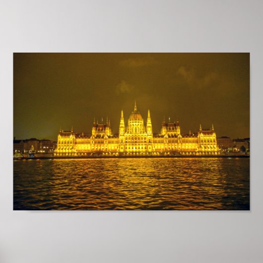 Hongaars Parlement, Boedapest, Hongarije 's nachts Poster (Voorkant)