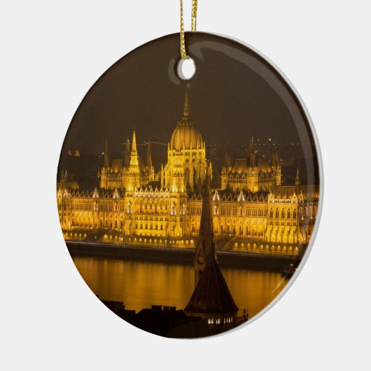 Hongaars parlement Boedapest 's nachts Keramisch Ornament (Links)
