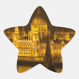 Hongaars parlement Boedapest 's nachts Ster Sticker