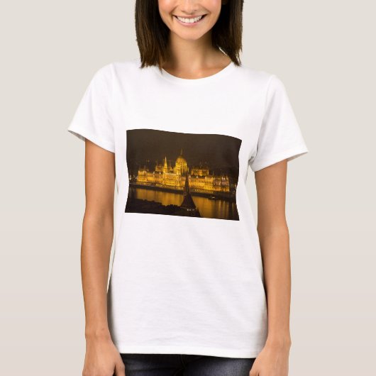 Hongaars parlement Boedapest 's nachts T-shirt (Voorkant)