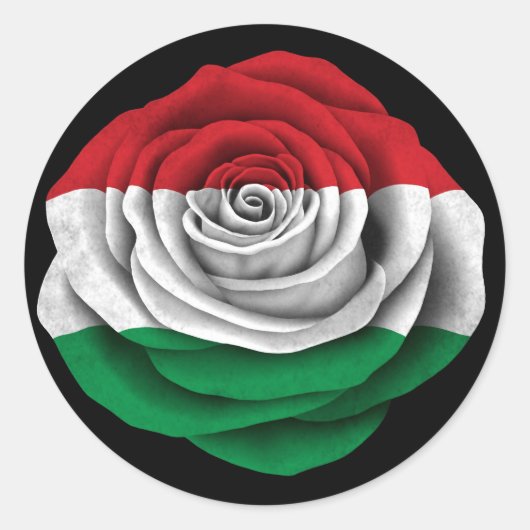 Hongaars Roos Vlag op zwart Ronde Sticker (Voorkant)