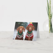 Hongaars Vizla Dogs Kerst Kaart (Voorkant)