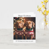 Hongaars Vizla Puppies Kerst Kaart (Gele Bloem)