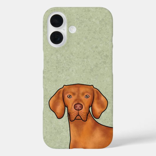 Hongaars Vizsla Cartoon Pointer Hondenkop Groen Case-Mate iPhone Case (Achterkant)