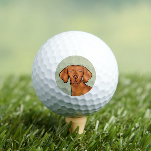 Hongaars Vizsla Cartoon Pointer Hondenkop Groen Golfballen (Insitu Shirt)