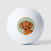 Hongaars Vizsla Cartoon Pointer Hondenkop Groen Golfballen (Voorkant)