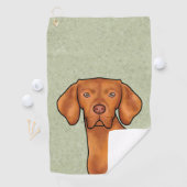 Hongaars Vizsla Cartoon Pointer Hondenkop Groen Golfhanddoek (Insitu)