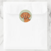 Hongaars Vizsla Cartoon Pointer Hondenkop Groen Ronde Sticker (Tas)