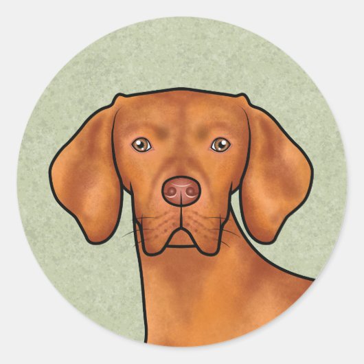 Hongaars Vizsla Cartoon Pointer Hondenkop Groen Ronde Sticker (Voorkant)