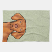 Hongaars Vizsla Cartoon Pointer Hondenkop Groen Theedoek (Horizontaal)