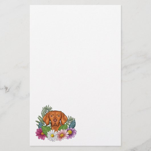 Hongaars Vizsla hoofd met kleurrijke zomerbloemen Briefpapier (Voorkant)