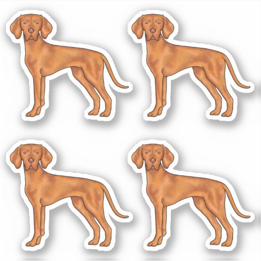 Hongaars Vizsla Pointer Dog Cartoon Illustratie Sticker (Voorkant)