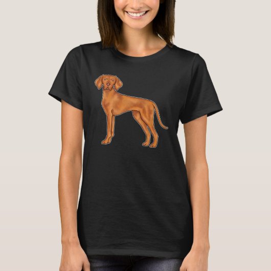 Hongaars Vizsla Pointer Dog Cartoon Illustratie T-shirt (Voorkant)