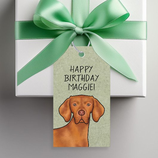 Hongaars Vizsla Pointer Hond Hoofd Tekst Naam Groe Cadeaulabel