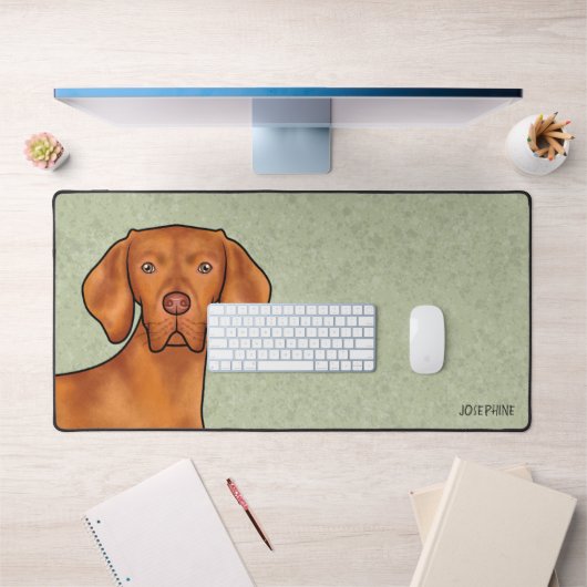 Hongaars Vizsla Pointer Hondenhoofd met naam Groen Bureaumat (Kantoor 1)