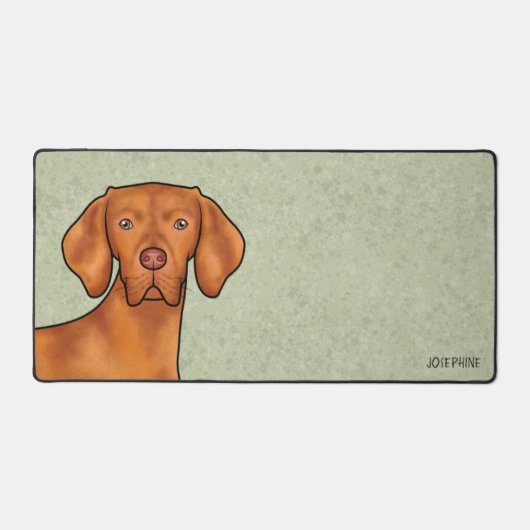 Hongaars Vizsla Pointer Hondenhoofd met naam Groen Bureaumat (Voorkant)