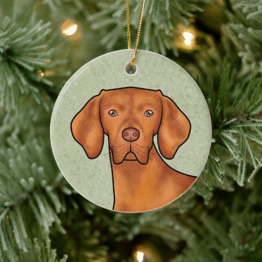 Hongaars Vizsla Pointer Hondenhoofd met naam Groen Keramisch Ornament (Boom)