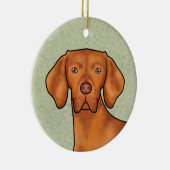 Hongaars Vizsla Pointer Hondenhoofd met naam Groen Keramisch Ornament (Rechts)