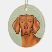 Hongaars Vizsla Pointer Hondenhoofd met naam Groen Keramisch Ornament (Links)