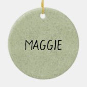 Hongaars Vizsla Pointer Hondenhoofd met naam Groen Keramisch Ornament (Achterkant)