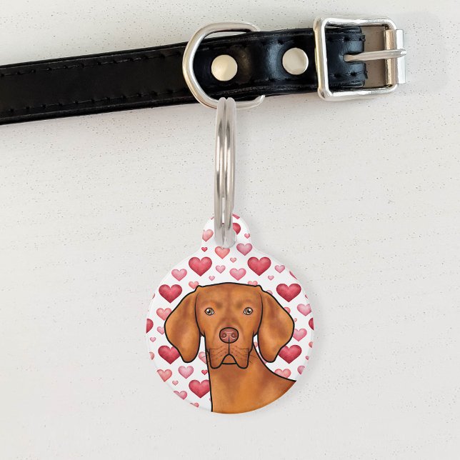 Hongaars Vizsla rode harten patroon hond liefde ro Huisdierpenning (Creator heeft geüpload)