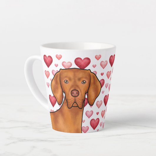 Hongaars Vizsla rode harten patroon hond liefde ro Latte Mok (Linkerhoek)
