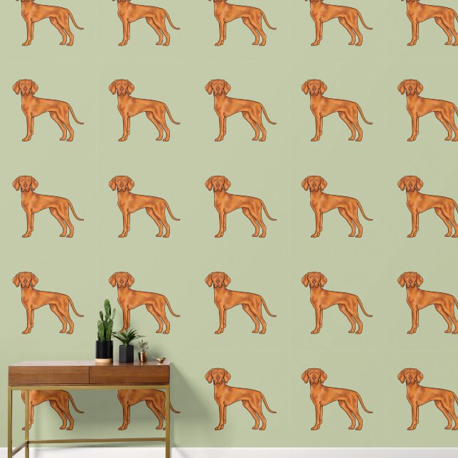 Hongaars Vizsla Schattige Cartoon Pointer Dog Gree Behang (Hal)