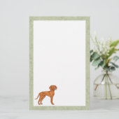 Hongaars Vizsla Schattige Cartoon Pointer Dog Gree Briefpapier (Staand voorkant)
