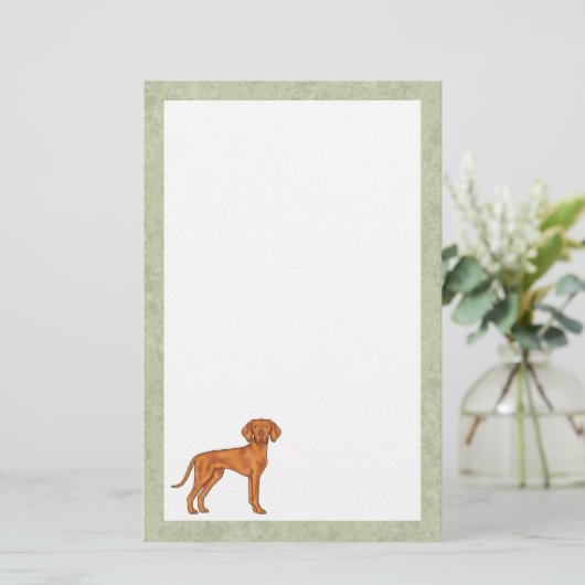 Hongaars Vizsla Schattige Cartoon Pointer Dog Gree Briefpapier (Staand voorkant)