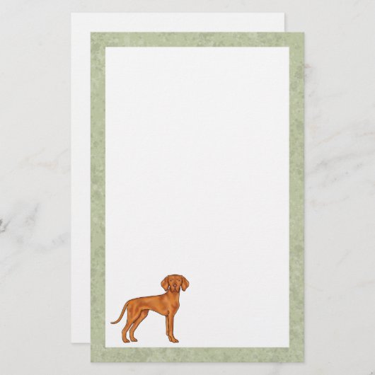 Hongaars Vizsla Schattige Cartoon Pointer Dog Gree Briefpapier (Voorkant / Achterkant)