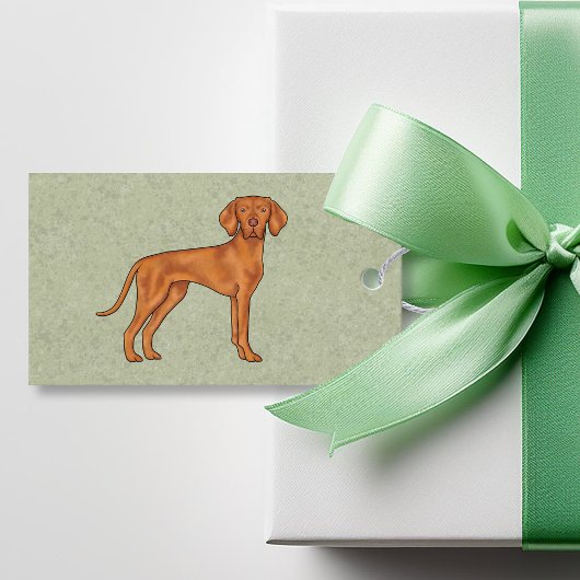 Hongaars Vizsla Schattige Cartoon Pointer Dog Gree Cadeaulabel