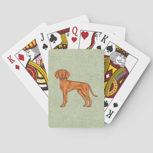 Hongaars Vizsla Schattige Cartoon Pointer Dog Gree Pokerkaarten (Achterkant)