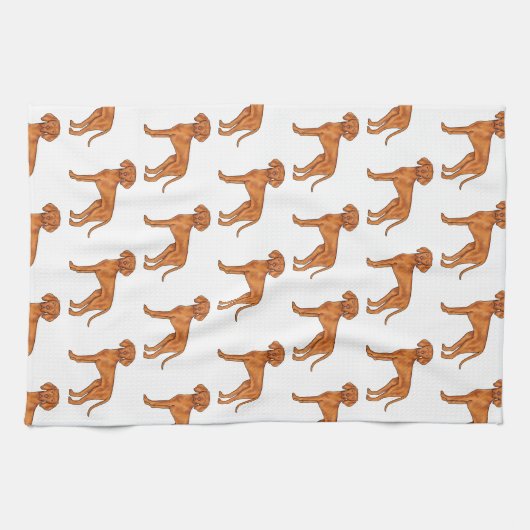 Hongaars Vizsla Schattige Cartoon Pointer Hondenpa Theedoek (Horizontaal)