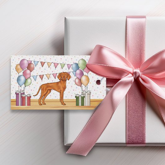 Hongaars Vizsla Schattige hondenpastel Happy Birth Cadeaulabel
