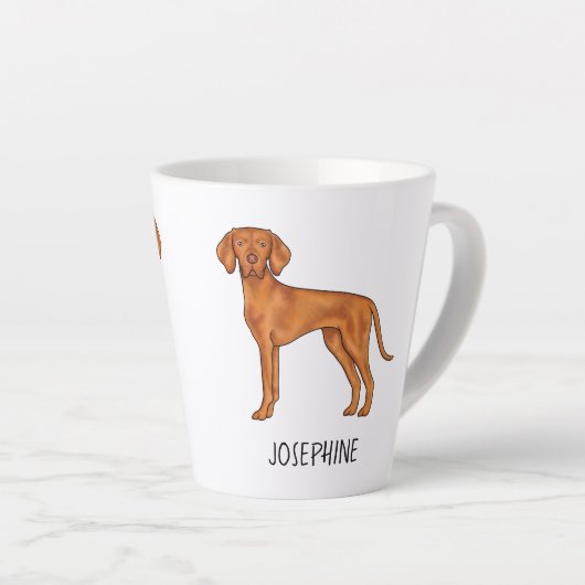 Hongaars Vizsla Schattige Pointer Dog met aangepas Latte Mok (Rechterhoek)