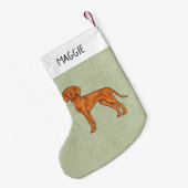 Hongaars Vizsla Schattige Pointer Dog met Naam Gro Kleine Kerstsok (Achterkant (Hangend))