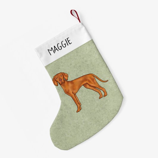 Hongaars Vizsla Schattige Pointer Dog met Naam Gro Kleine Kerstsok (Achterkant (Hangend))