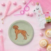 Hongaars Vizsla Schattige Pointer Dog Staande Groe Papieren Bordje (Feest)