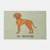 Hongaars Vizsla Schattigee cartoon hond en naam gr Deurmat (Voorkant)