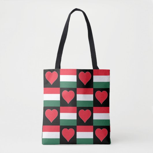 Hongaars vlaggenheartpatroonpatriotticum tote bag (Voorkant)
