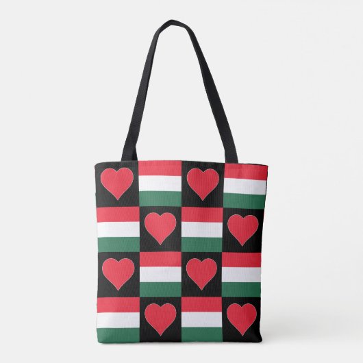 Hongaars vlaggenheartpatroonpatriotticum tote bag (Achterkant)