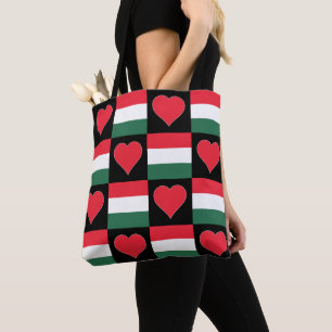 Hongaars vlaggenheartpatroonpatriotticum tote bag