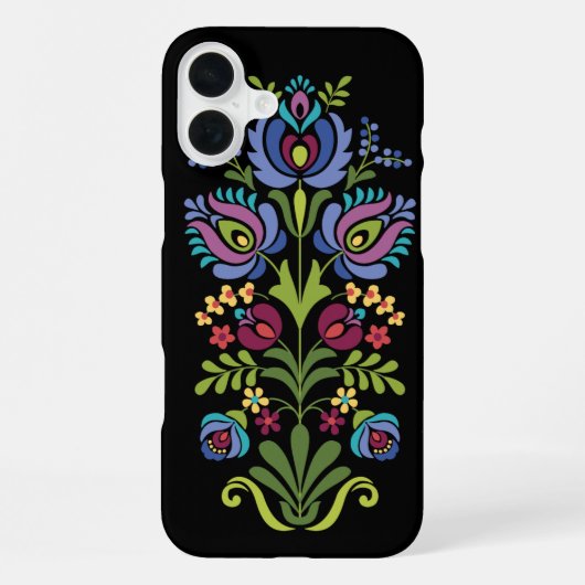 Hongaars Volkskunstontwerp Lavendel Bloemen iPhone Hoesje (Achterkant)