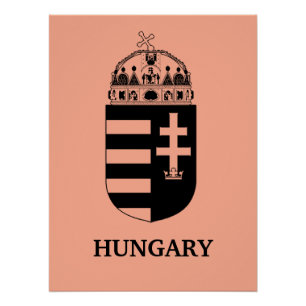Hongaars Wapen Huidige monochrome kunst Perfect Poster