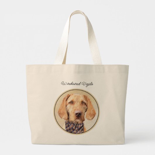 Hongaars Wirehaired Vizsla Schilderen Schattigee D Grote Tote Bag (Achterkant)