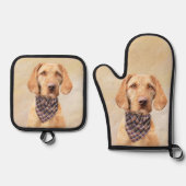 Hongaars Wirehaired Vizsla Schilderen Schattigee D Ovenwant & Pannenlap Set (Voorkant)