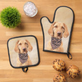 Hongaars Wirehaired Vizsla Schilderen Schattigee D Ovenwant & Pannenlap Set (Top down)