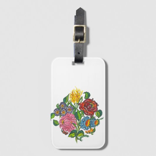 Hongaarse bloemen bagagelabel (Voorkant (verticaal))