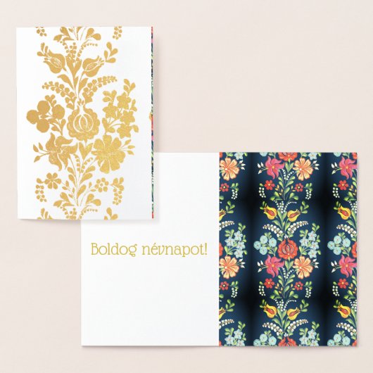 Hongaarse bloemen - gouden luxe folie kaarten (Display)
